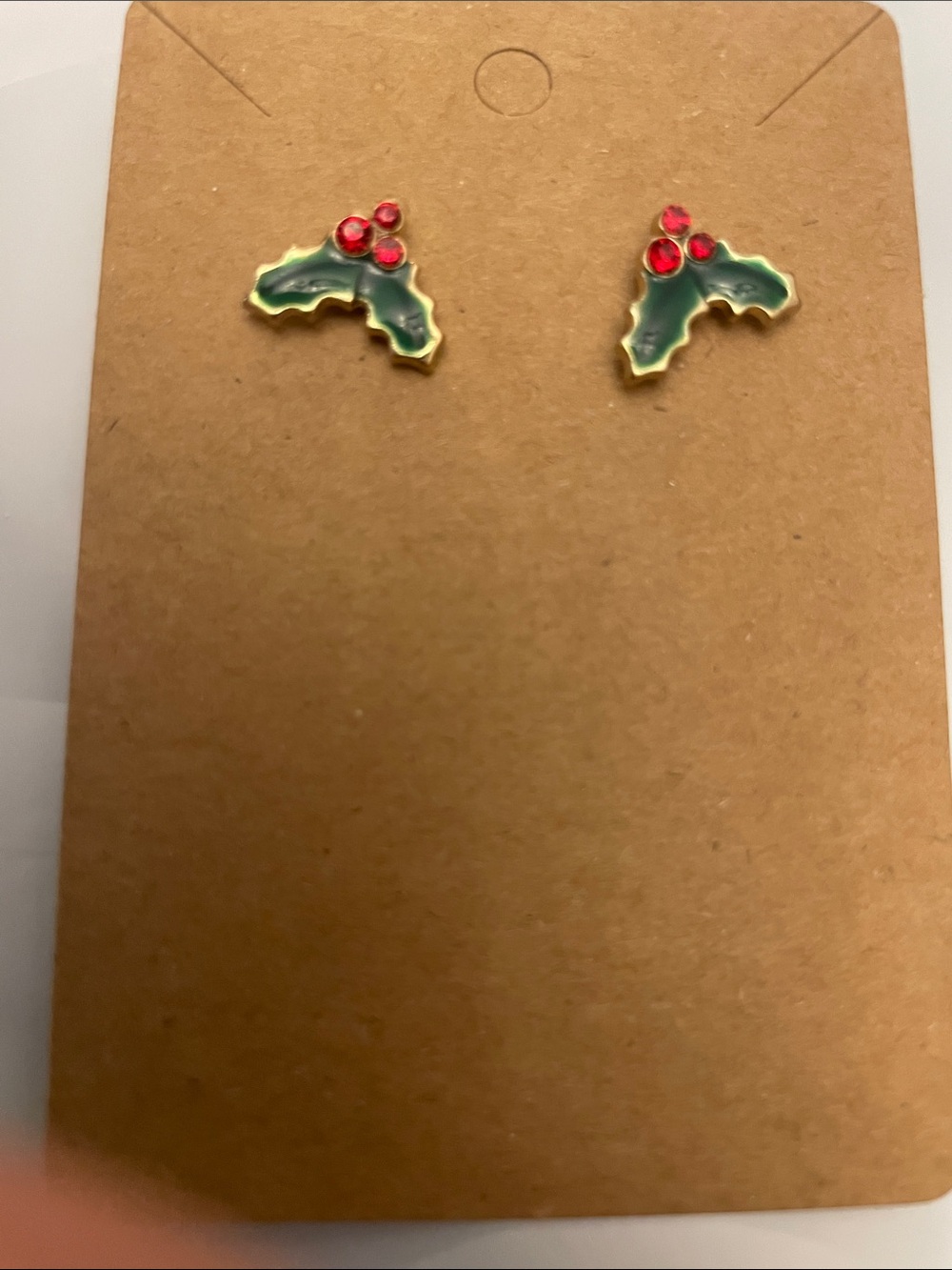 Holiday Holly Stud Earrings - Green and Red